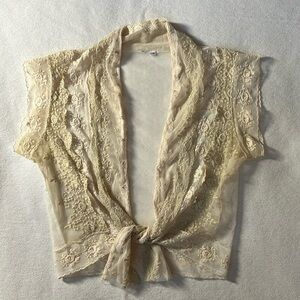 Dosa ivory patchworked lace top size medium